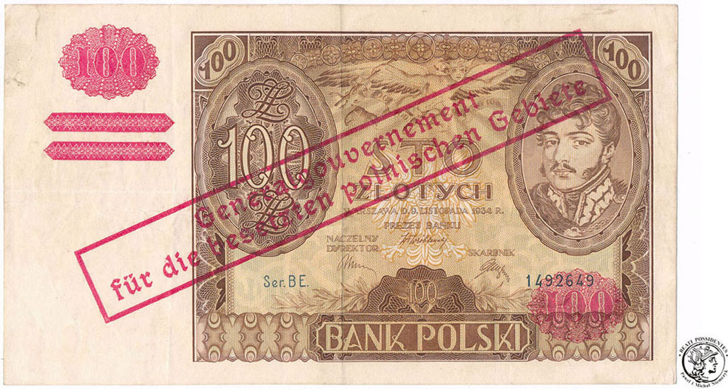 Banknot 100 złotych 1934 (z nadrukiem) st.3