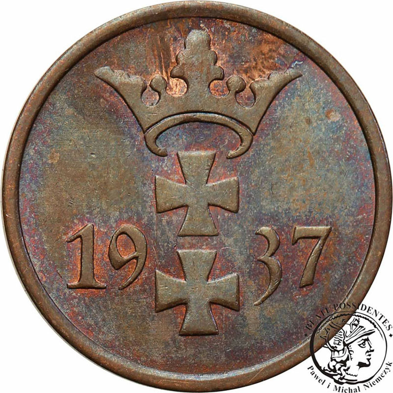 W.M. Gdańsk Danzig 1 fenig 1937 st.1