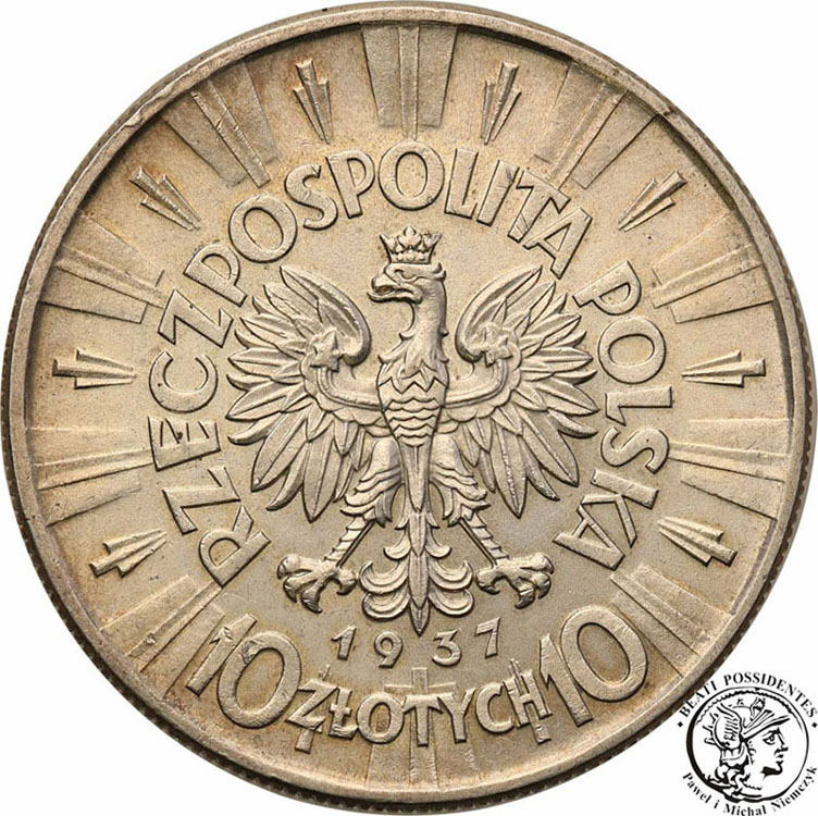 10 złotych 1937 Piłsudski st.2+