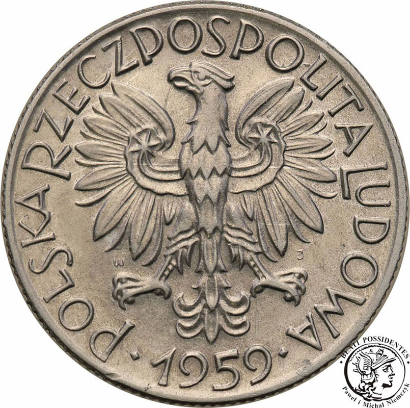 5 złotych Rybak 1959 3 x SŁONECZKO st.1/1-