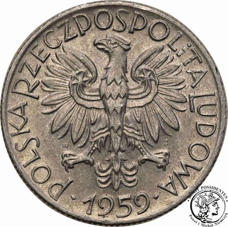 5 złotych Rybak 1959 st.2+