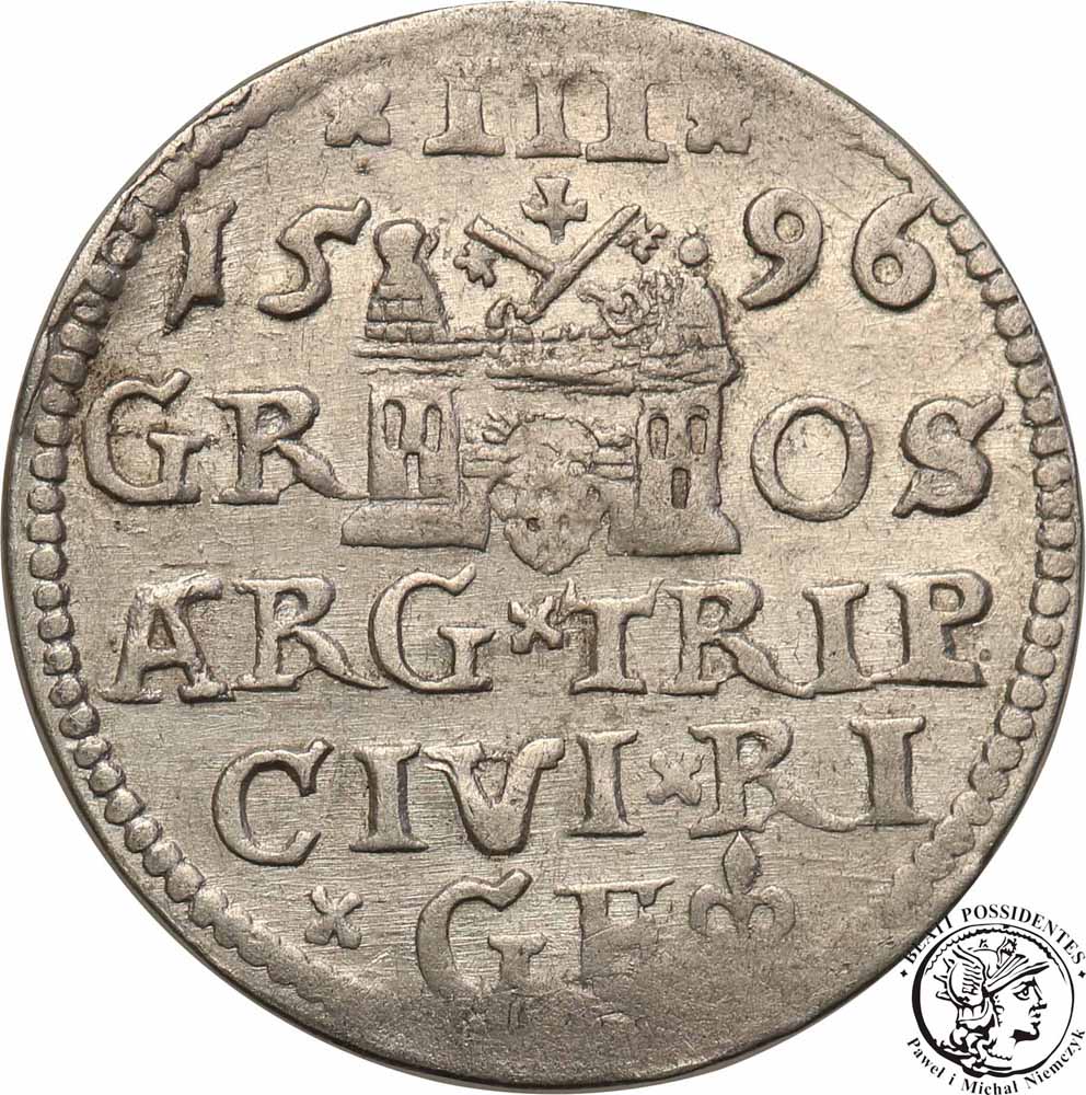 Zygmunt III Waza trojak 1596 Ryga st. 3