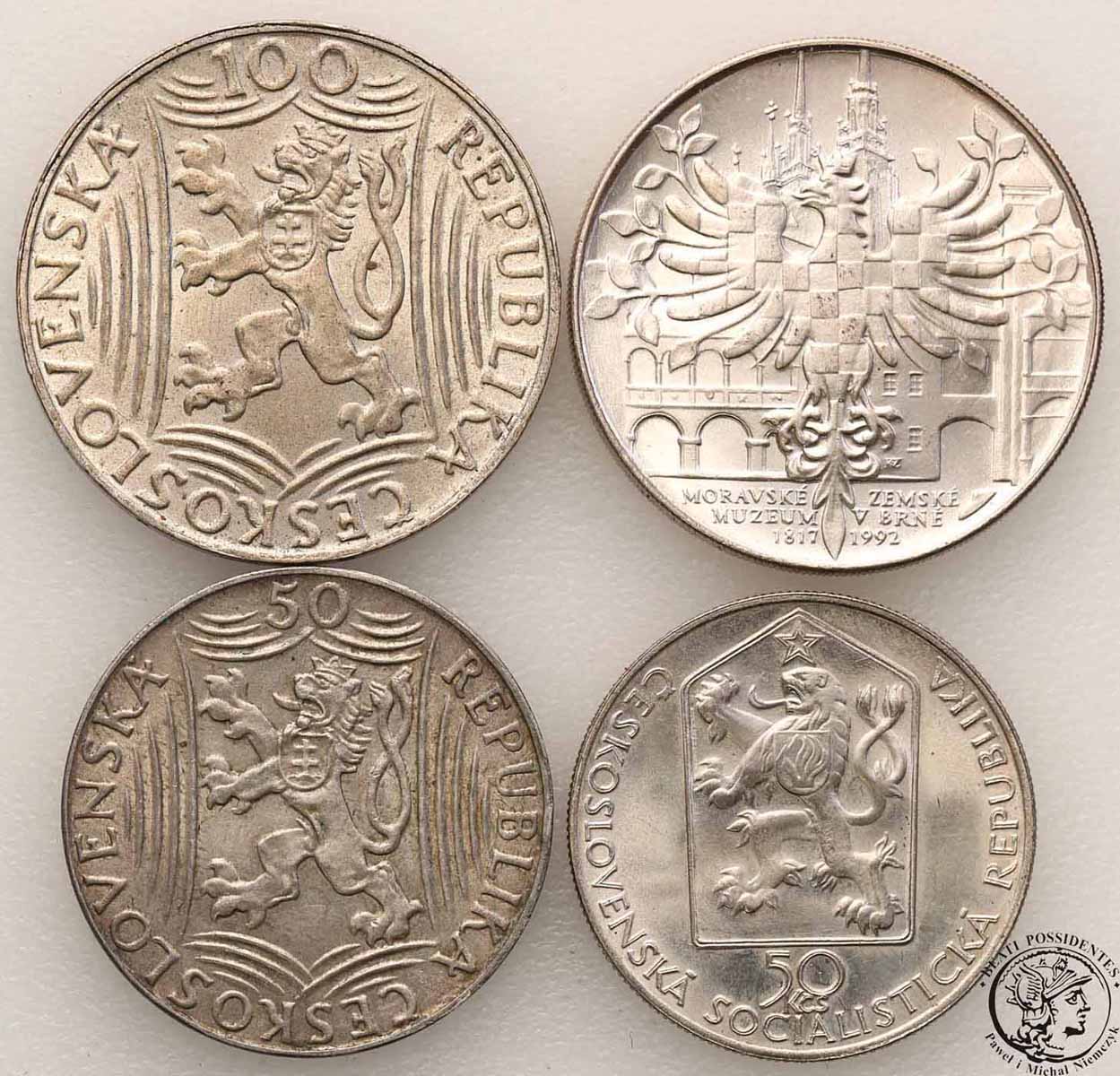 Czechosłowacja monety srebrne lot 4 szt st. 1/2+