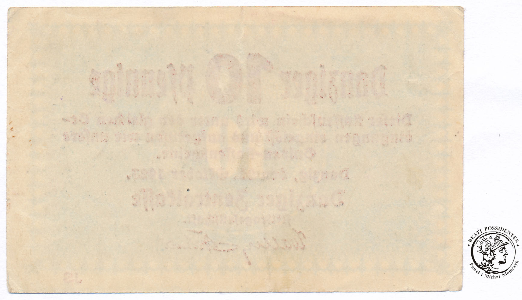 Gdańsk banknot 10 fenigów 1923 st. 2-