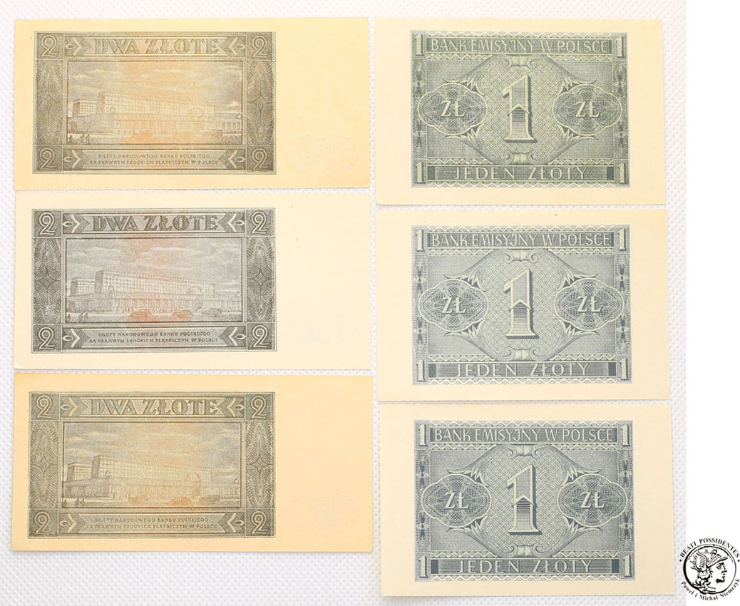 Polska banknoty 6 szt. 2 zł + 1 zł 1948 RÓŻNE st1-
