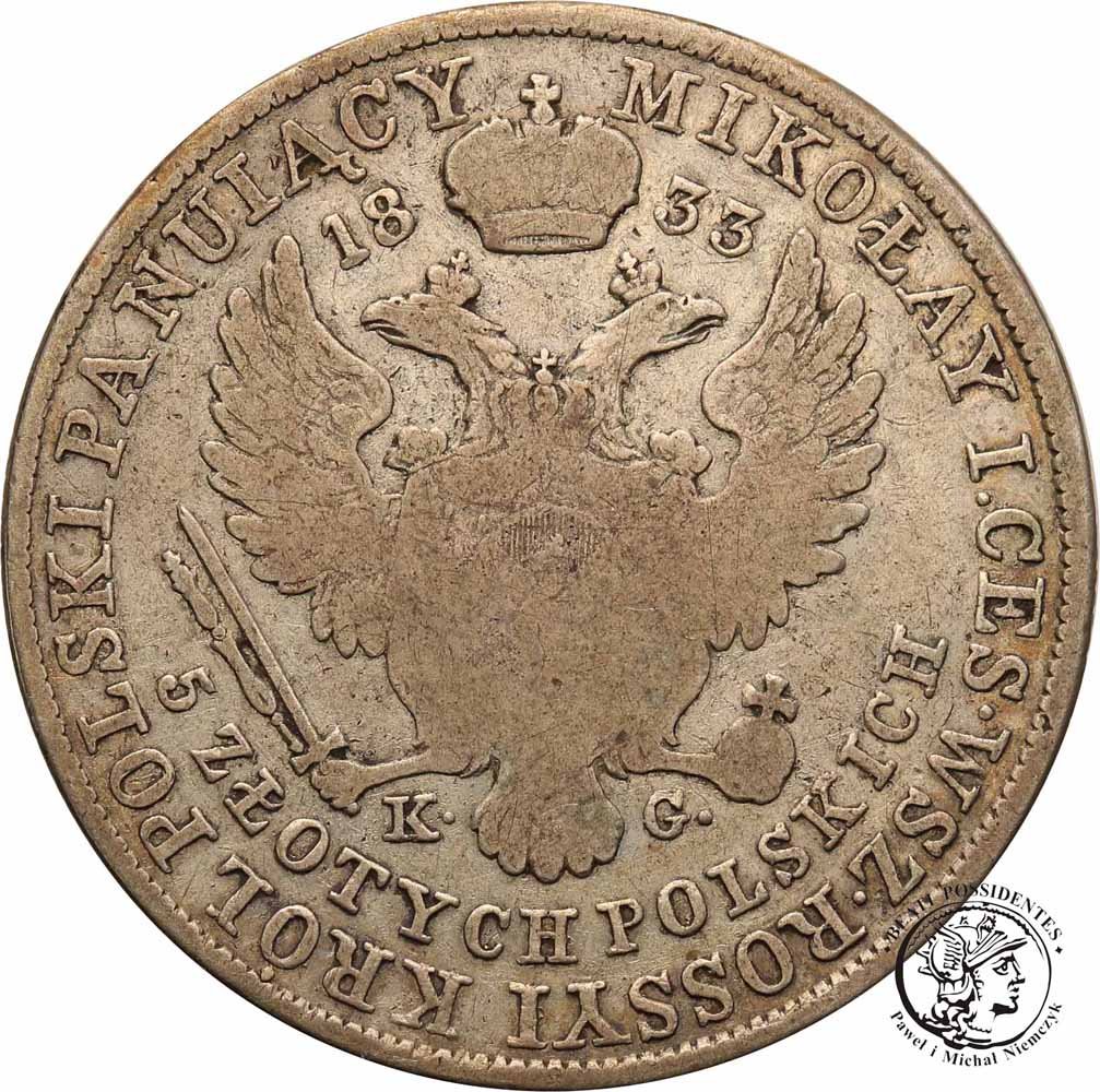 Polska XIX w 5 złotych 1833 KG Mikołaj I st. 3