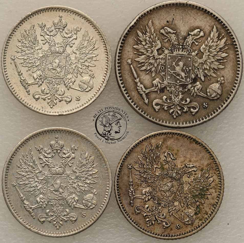 Finlandia monety srebrne 1915-1917 lot 4szt st3/3-