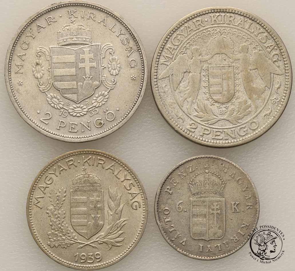 Węgry monety srebrne lot 4 szt st. 3