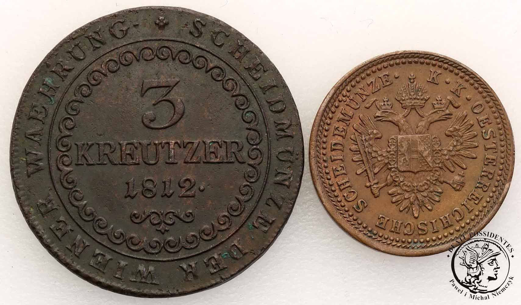 Austria 3 krajcary 1812 + 1 krajcar 1851 st. 2-