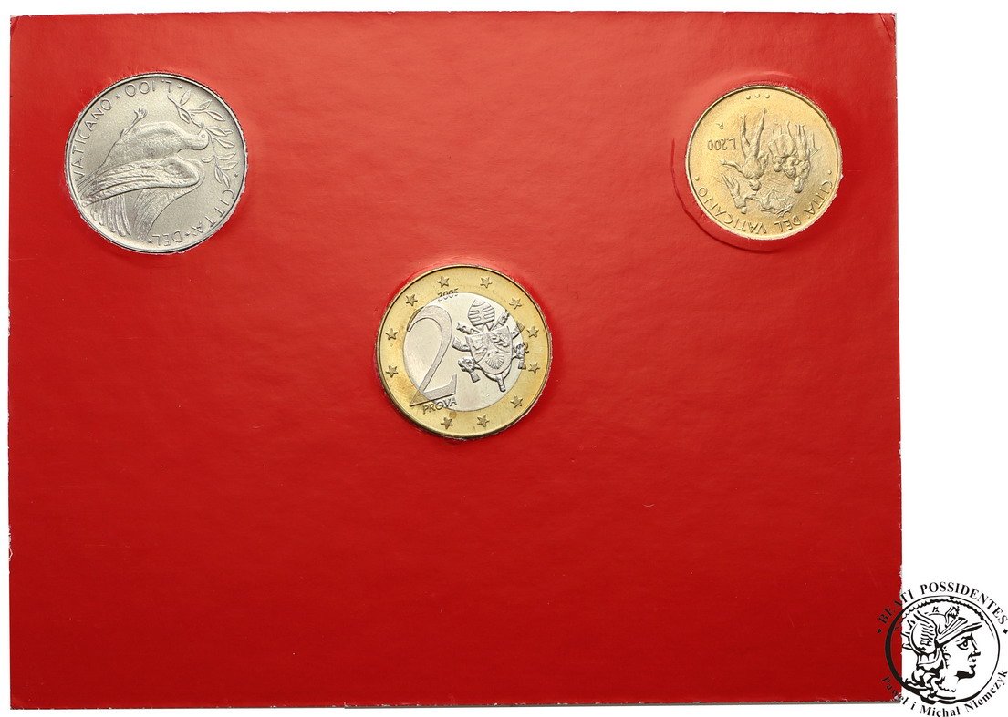 Watykan zestaw 3 monet Euro + Lira st.1