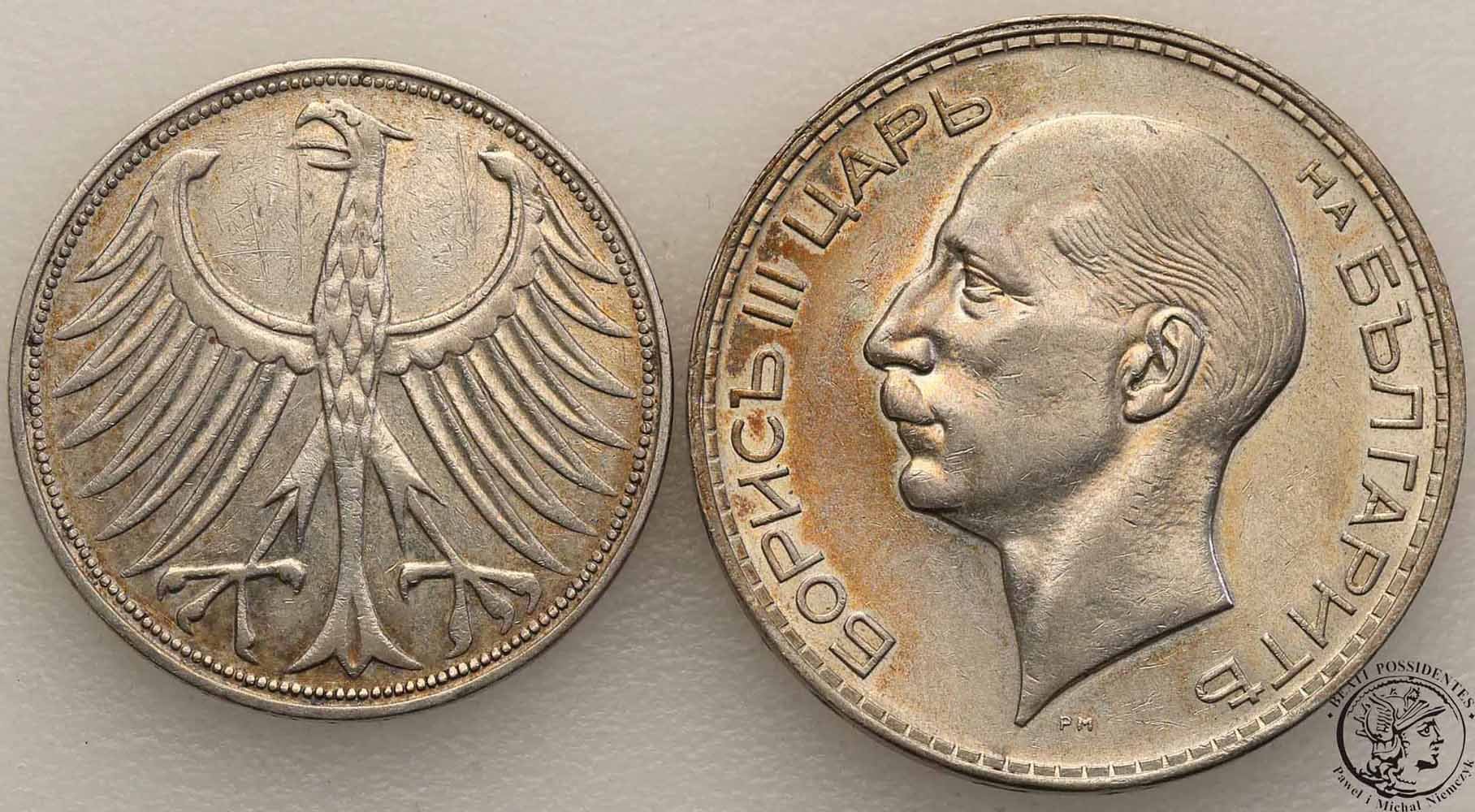 Europa monety srebrne lot 2 szt st. 3+