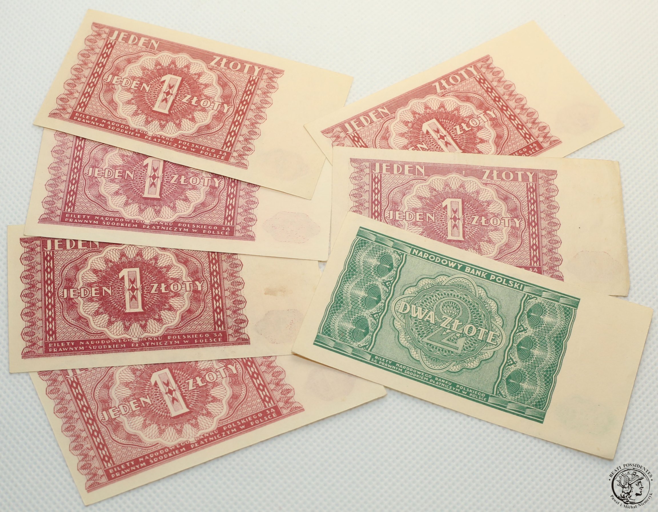 Zestaw banknot 1 złoty + 2 złote 1946