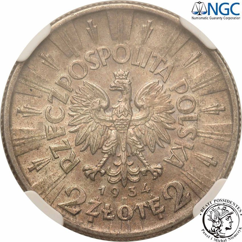2 złote 1934 Piłsudski NGC AU55