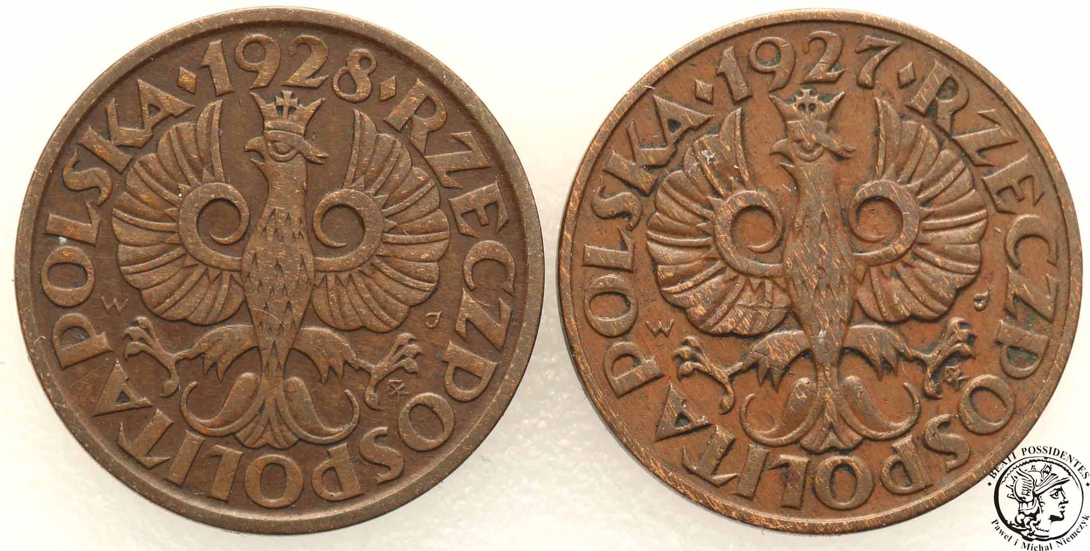 II RP zestaw 2 grosze 1927 i 1928 st. 3