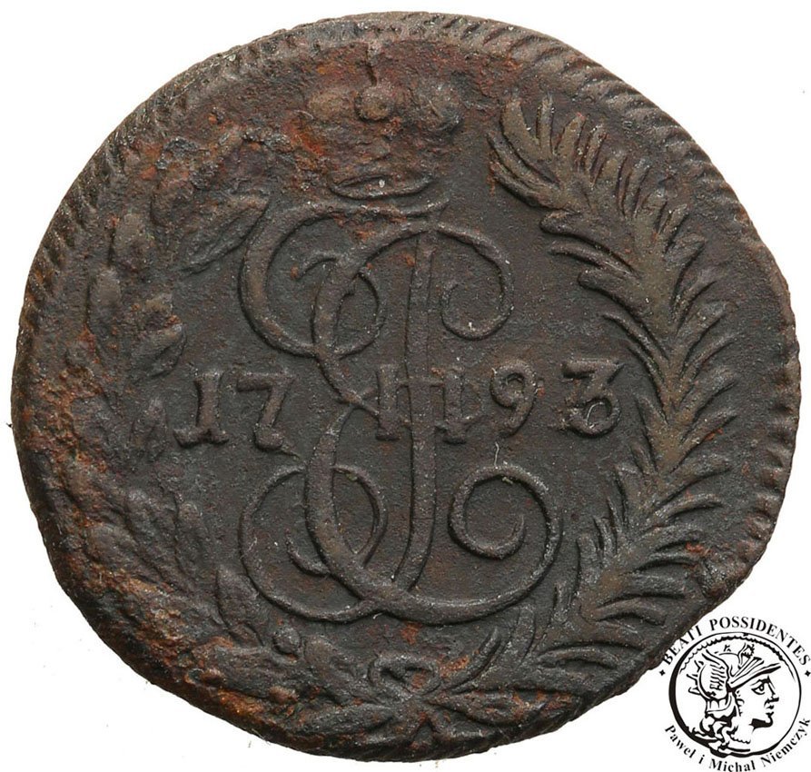 Katarzyna II 1/4 kopiejki (połuszka) 1793 KM st.3