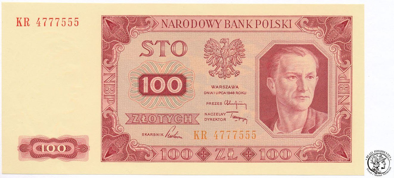 Banknot 100 złotych 1948 st1 (UNC) PIĘKNY