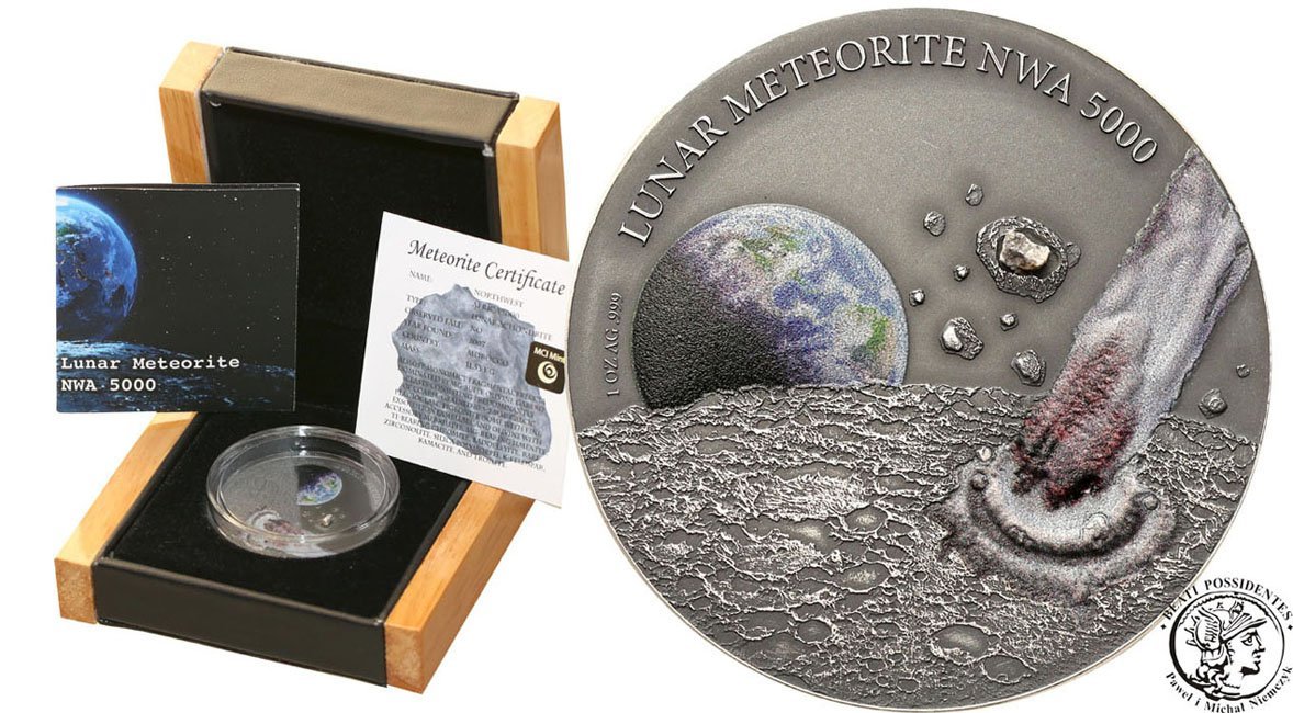 Niue 1 dolar 2015 Lunar meteoryt SREBRO st.1
