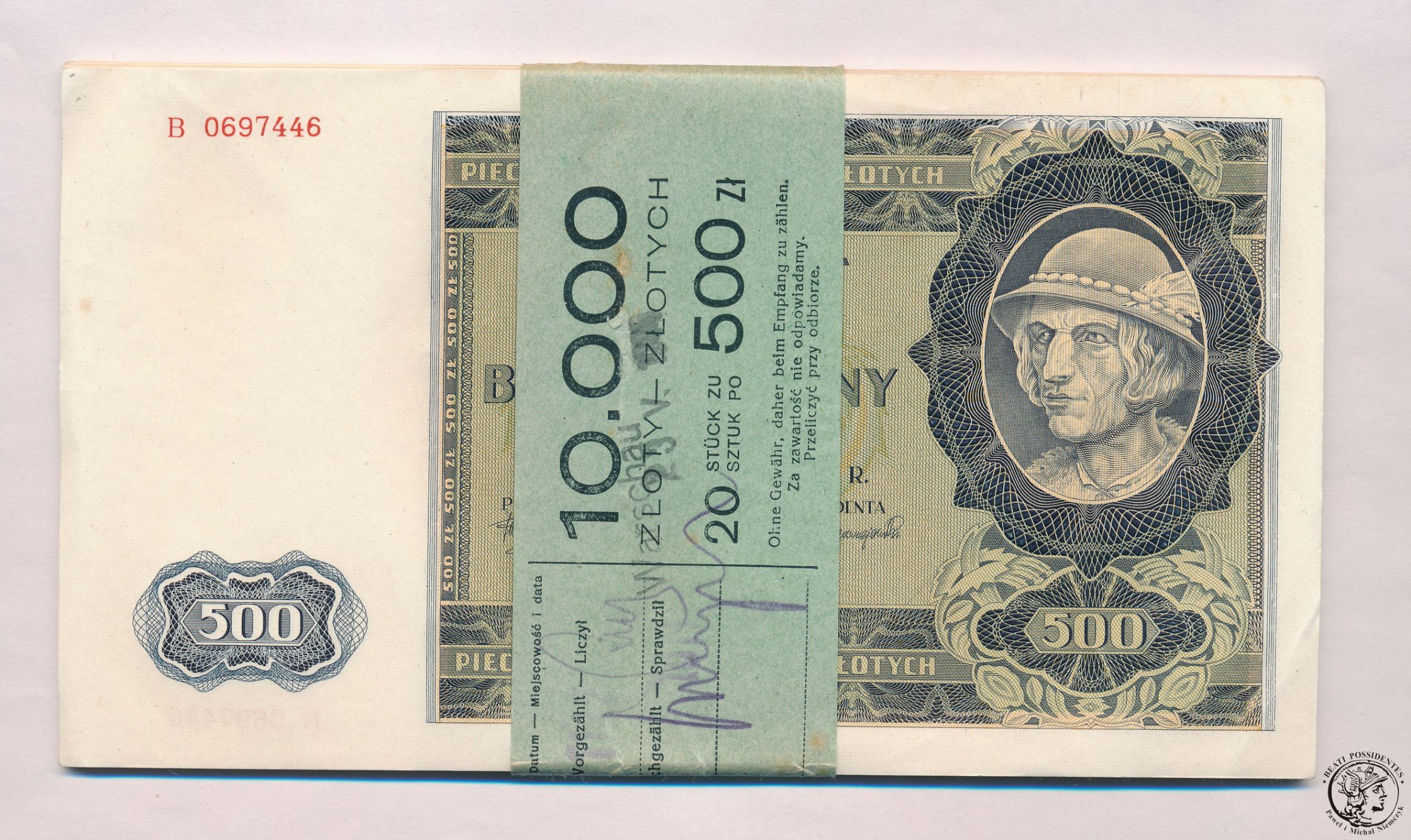 500 złotych 1940 Góral - paczka bankowa 20 sztuk