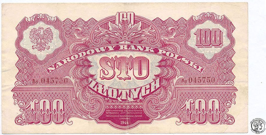 Banknot 100 złotych 1944 st.3-