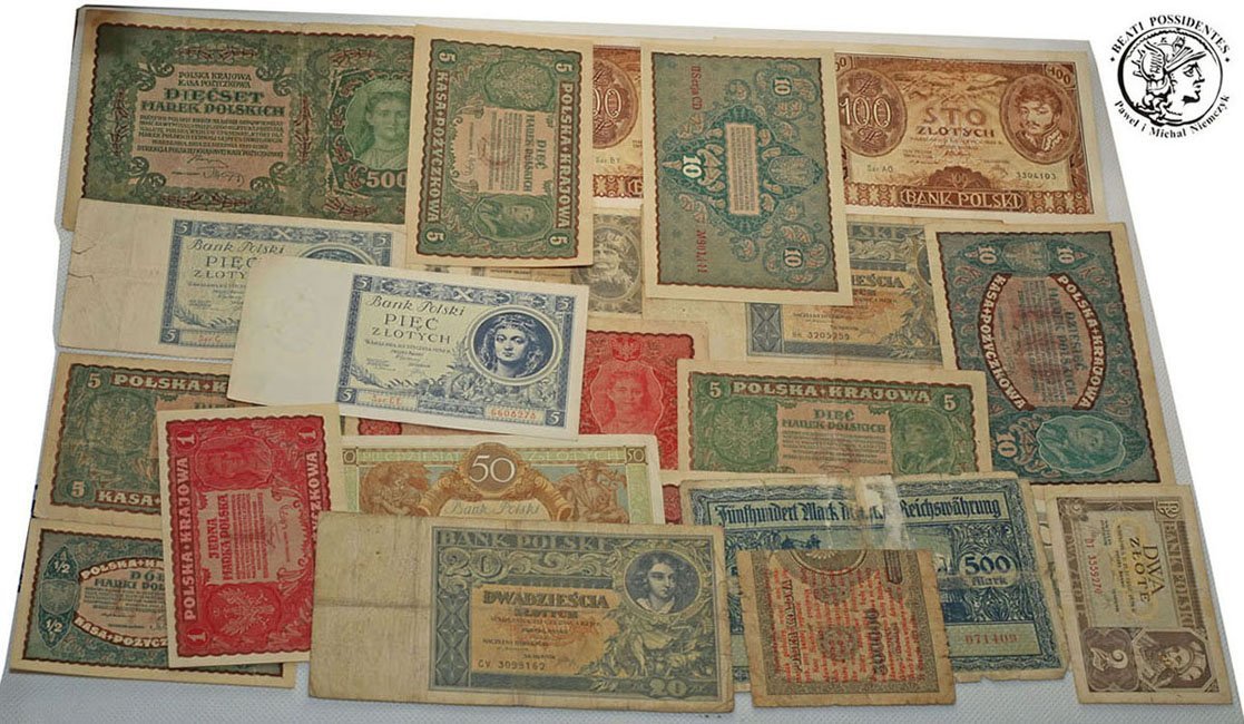 Banknoty zestaw RÓŻNE 1919-1938 - 22 sztuk
