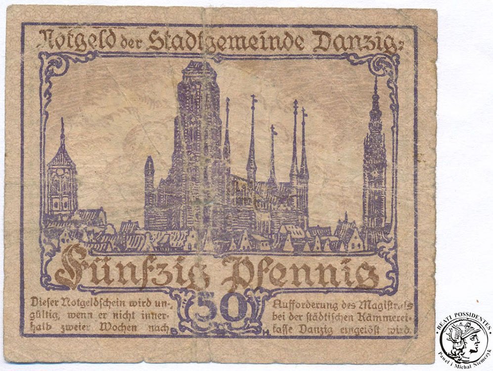 Gdańsk notgeld 50 fenigów 1919 st. 3-