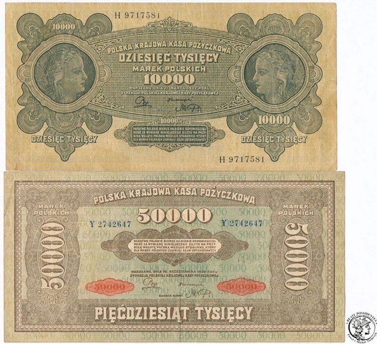 Polska 10.000 + 50.000 marek polskich 1922