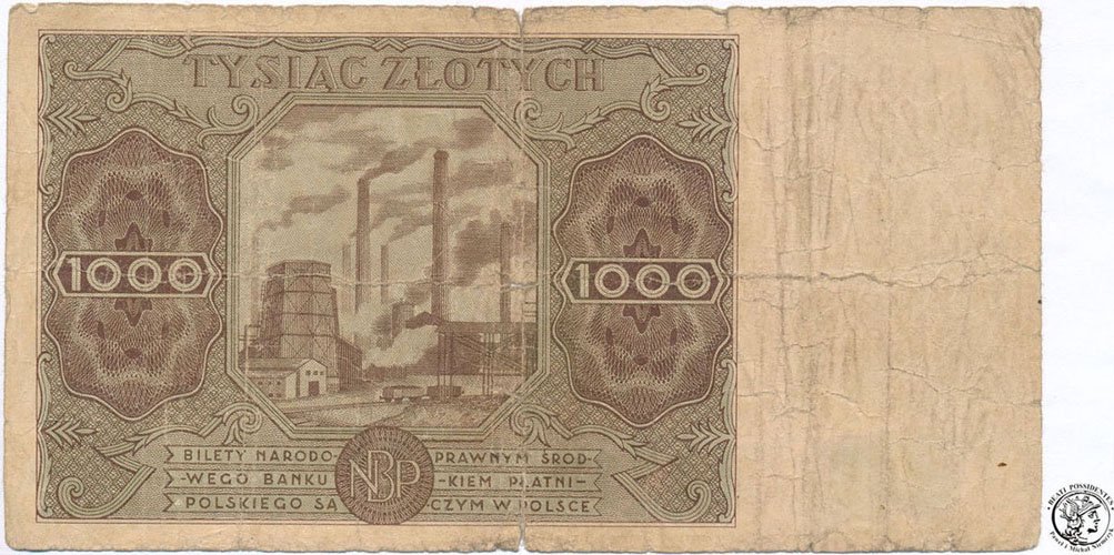 Banknot 1000 złotych 1947 seria D
