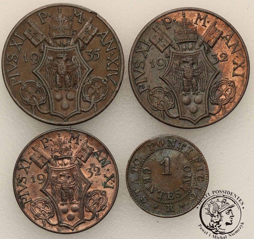 Watykan monety miedziane lot 4 szt. st.1/2+