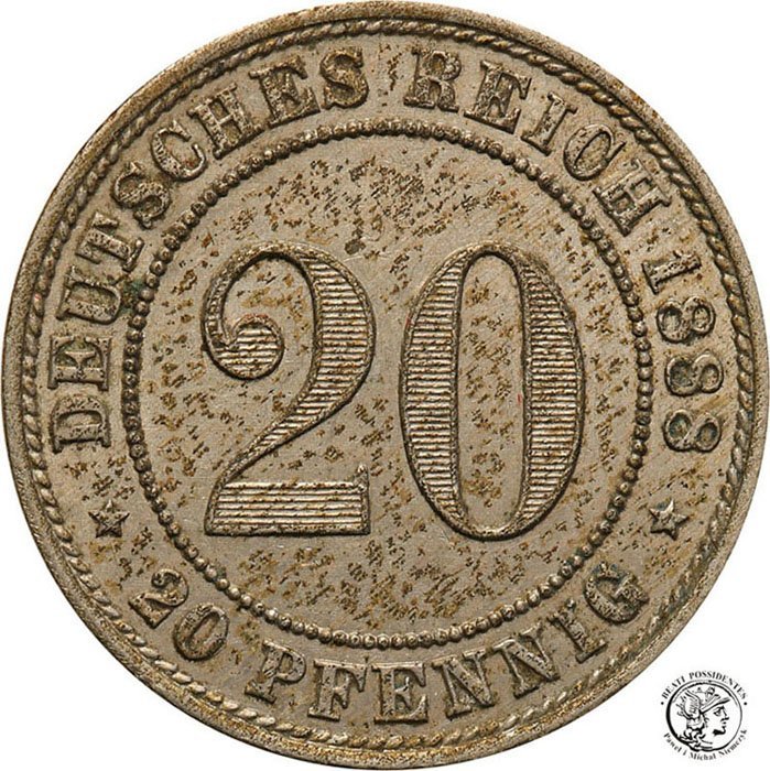 Niemcy Kaisereich 20 Pfennig 1888 A st. 1-