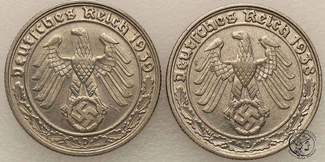 Niemcy III Rzesza 50 Pfennig 1938-1939 lot 2 szt