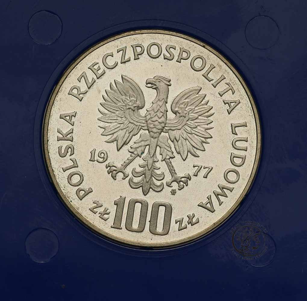 PRÓBA Srebro 100 złotych 1977 Żubr st.L-
