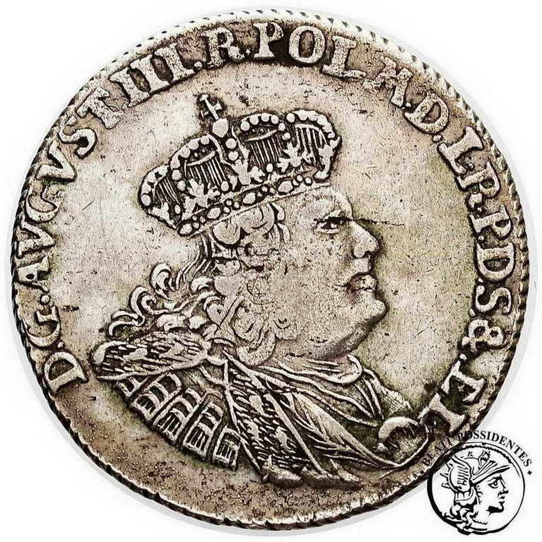 August III Sas 1 złoty gulden 1762 Gdańsk st3/3+