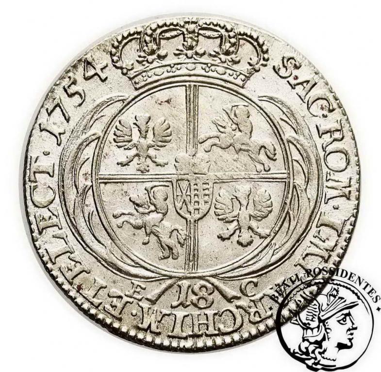 August III Sas ort koronny 1754 st. 2