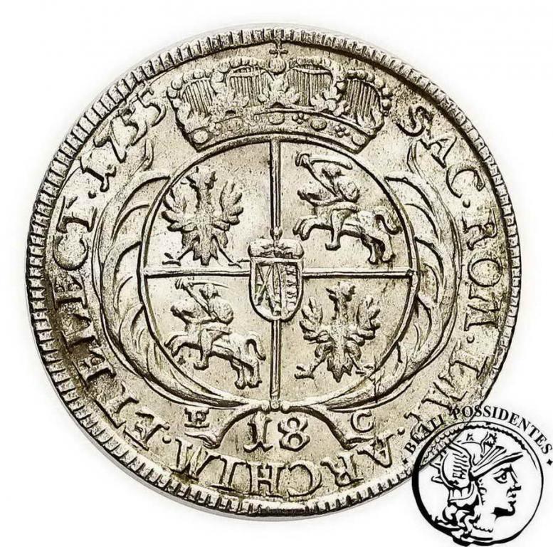 August III Sas ort koronny 1755 st. 2