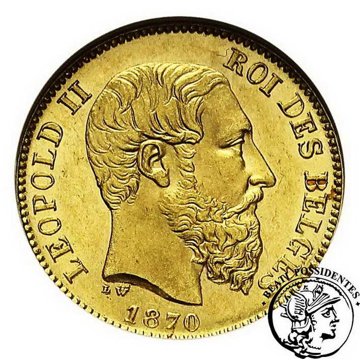 Belgia 20 Franków 1870 LW GCN MS 60