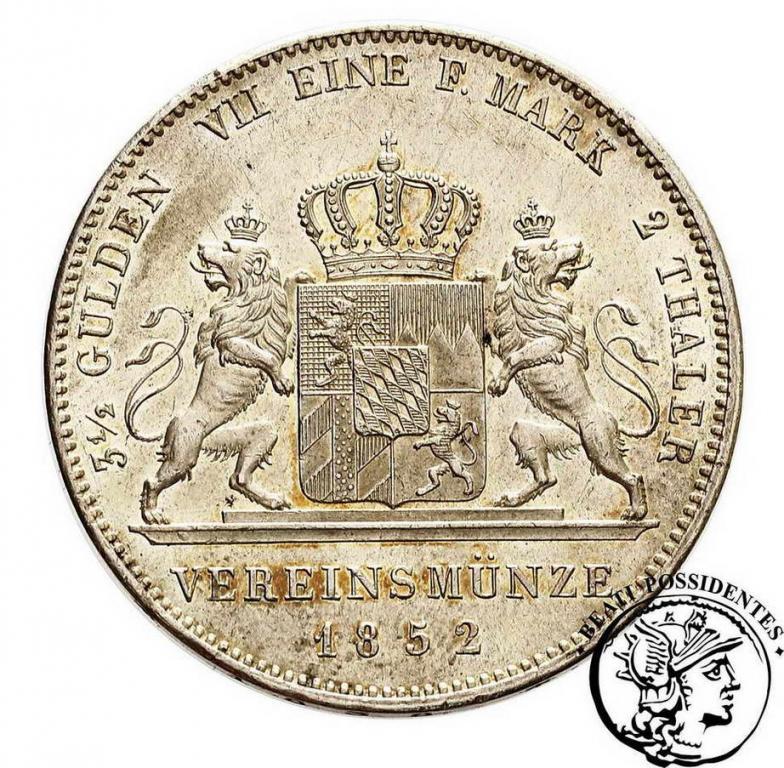 Niemcy Badenia podwójny talar 1852 st. 2/2+