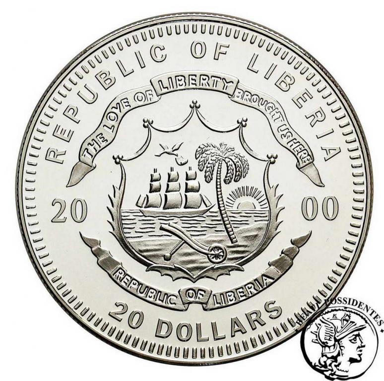 Liberia 20 $ dolarów 2000 historia lotnictwa st.L