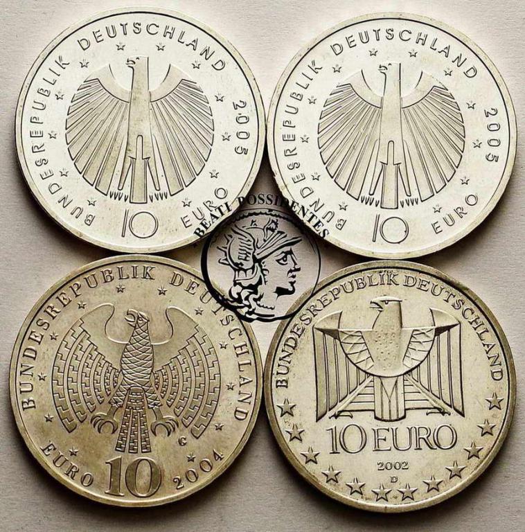 Niemcy monety 10 Euro srebro lot 4 szt st. 2