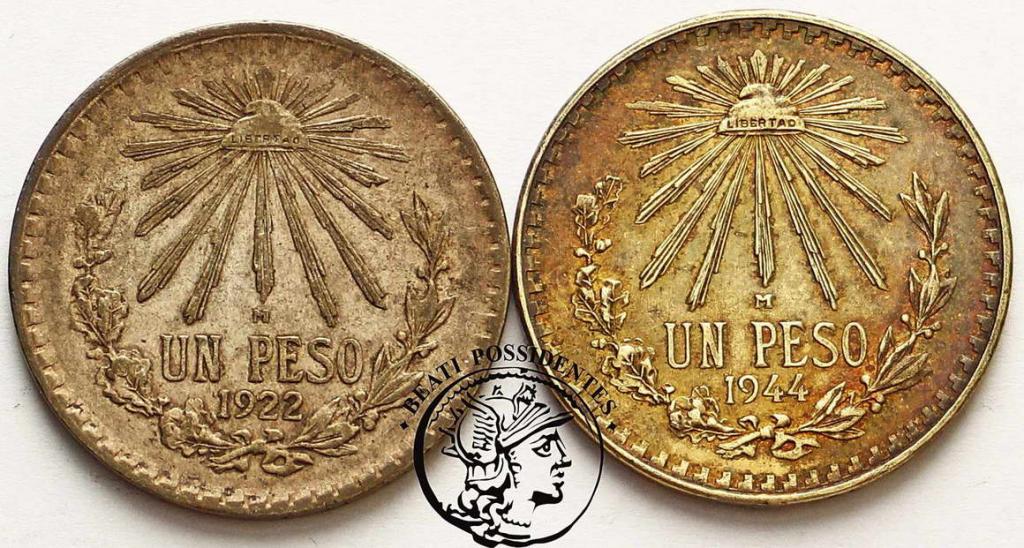 Meksyk 1 Peso srebro lot 2 szt st. 3