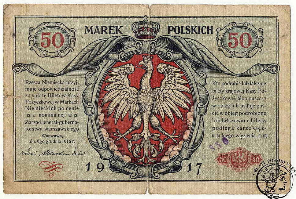 50 marek polskich 1916 jenerał... st.4
