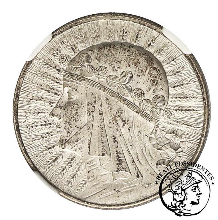 II RP 5 złotych 1932 kobieta Londyn NGC MS 64