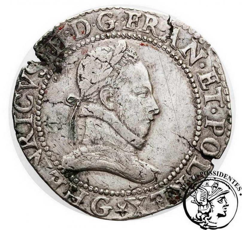 Francja/Polska Henryk III Walezy 1 frank 1578 st3-