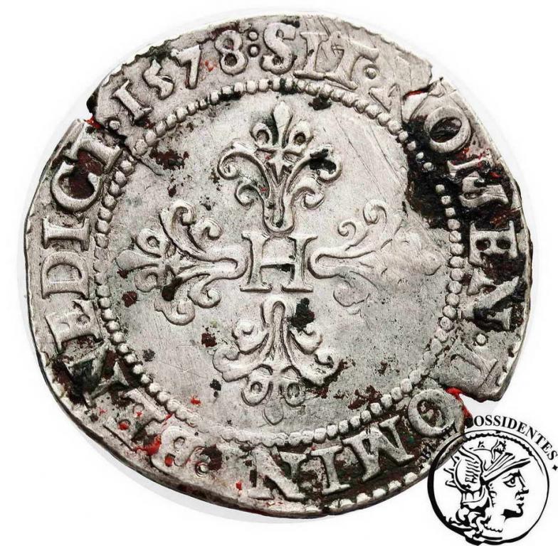 Francja/Polska Henryk III Walezy 1 frank 1578 st3-