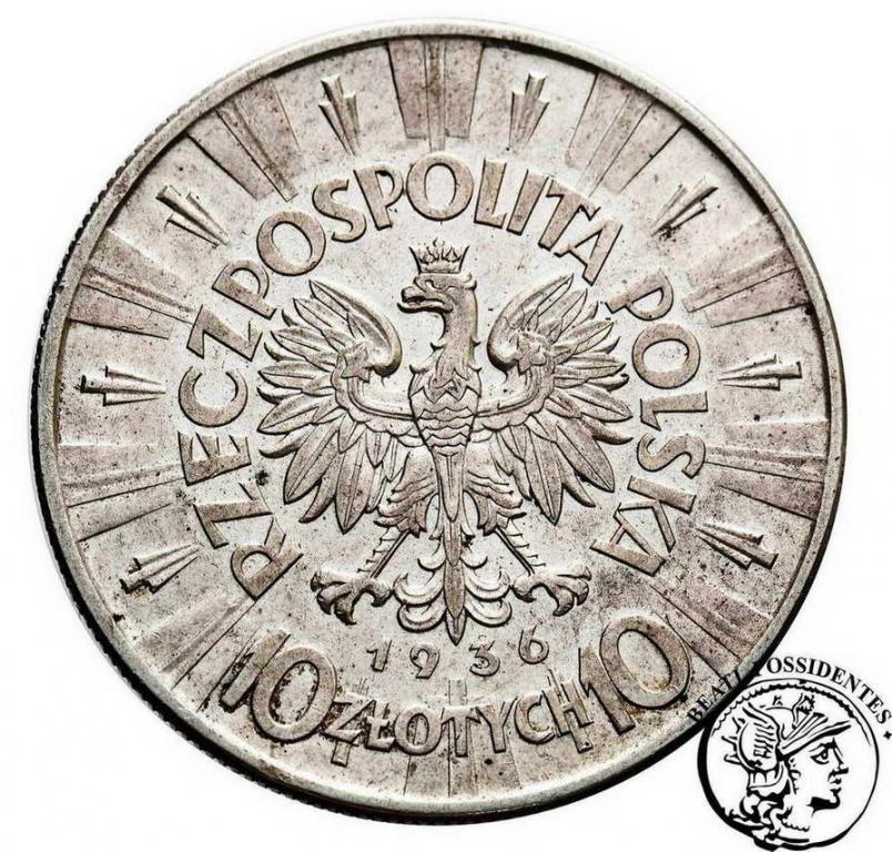 10 złotych 1936 Piłsudski st.3+