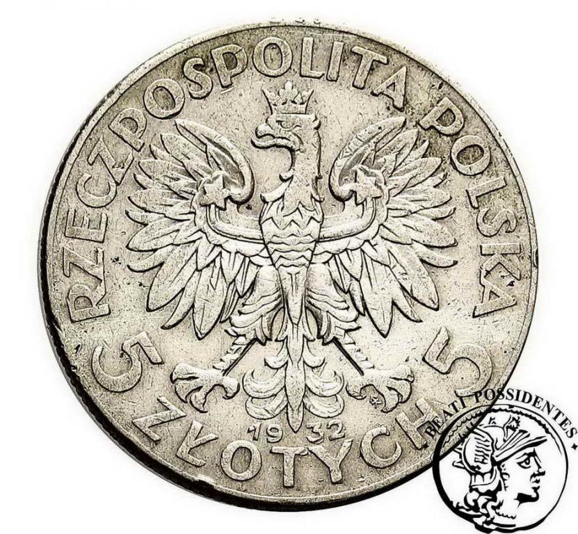 II RP 5 złotych 1932 /znak mennicy/ babka st. 3-