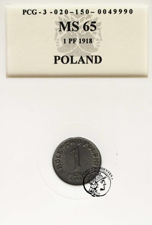 Królestwo Polskie 1 Fenig 1918 PCG MS 65