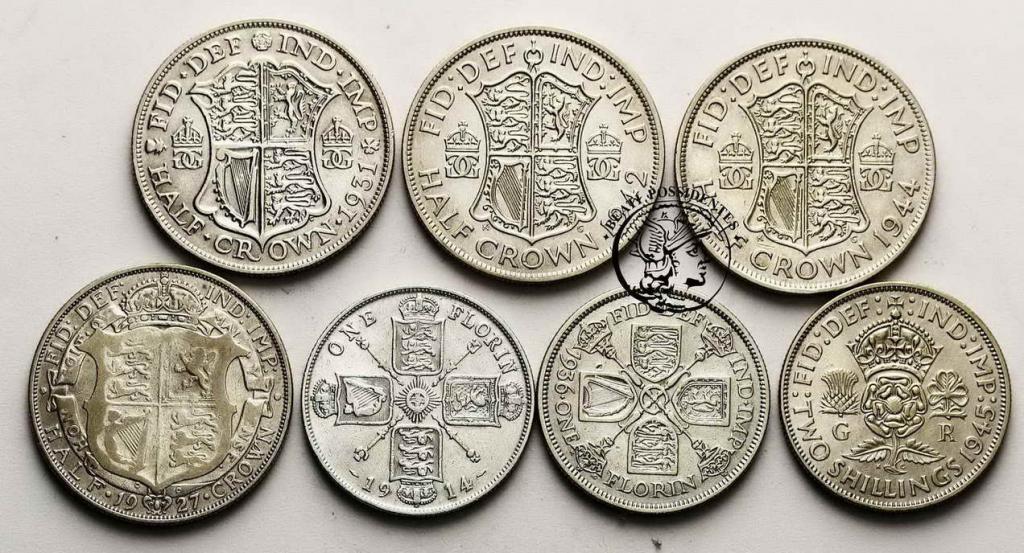 Wielka Brytania monety srebrne lot 7 szt st. 3
