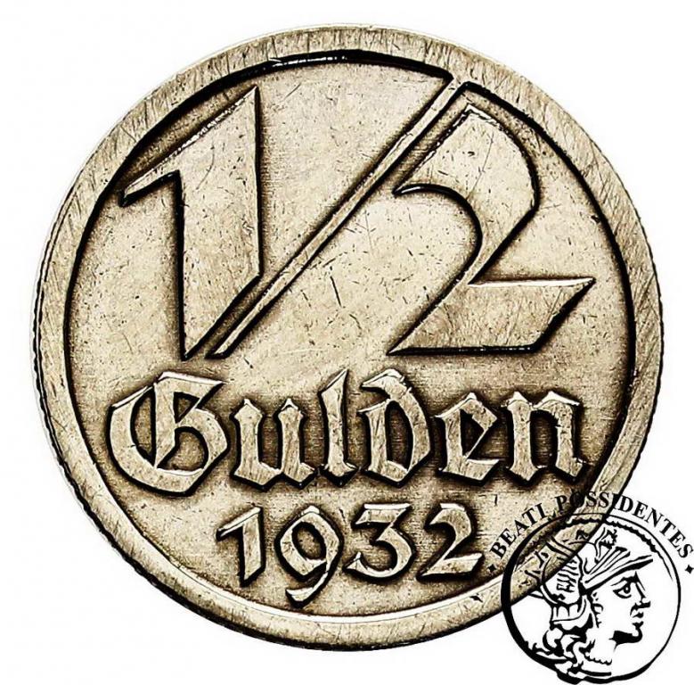 W.M. Gdańsk 1/2 Guldena 1932 st.3-