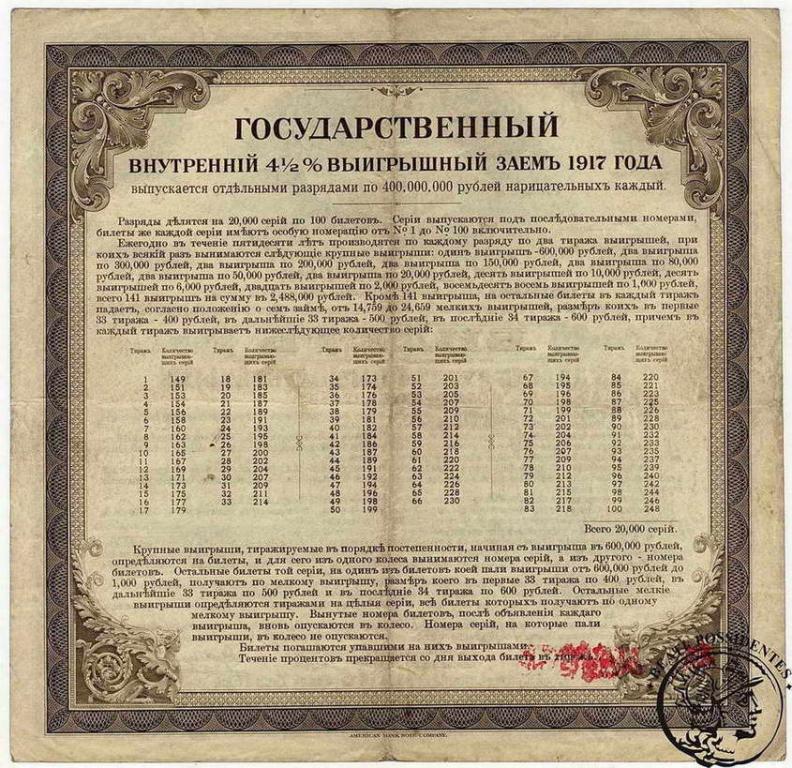 Rosja obligacja 200 Rubli 1917 rząd tymczasowy s3