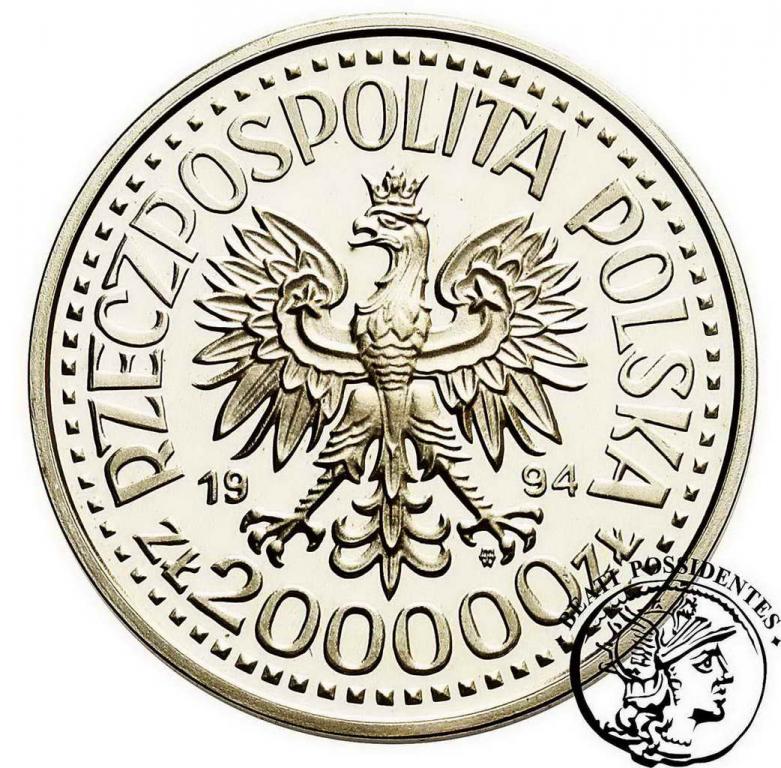 200 000 zł 1994 Zygmunt I Stary półpostać st.L